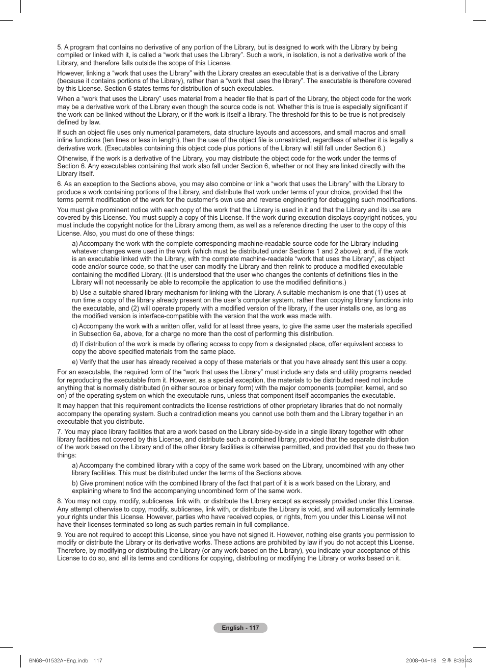 Samsung PN50A650T1FXZA User Manual | Page 117 / 232