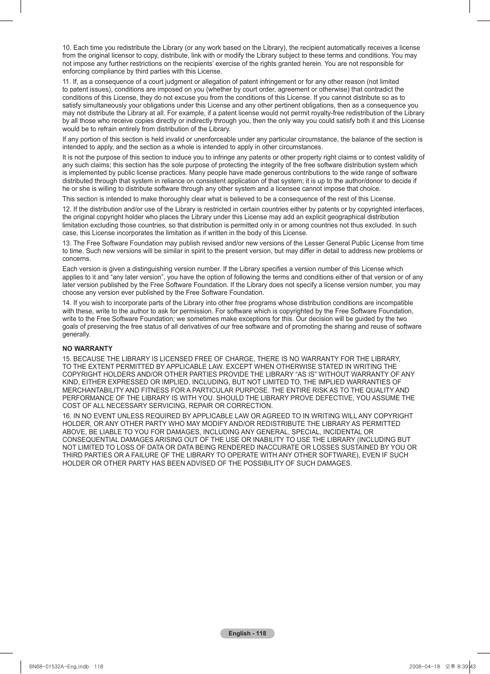 Samsung PN50A650T1FXZA User Manual | Page 118 / 232