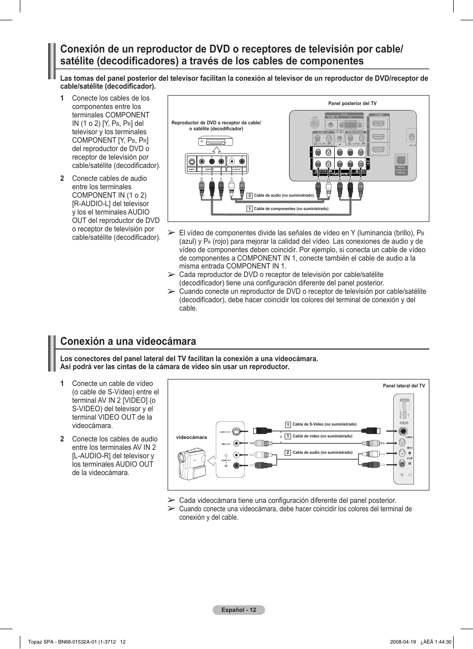 Conexión a una videocámara | Samsung PN50A650T1FXZA User Manual | Page 131 / 232