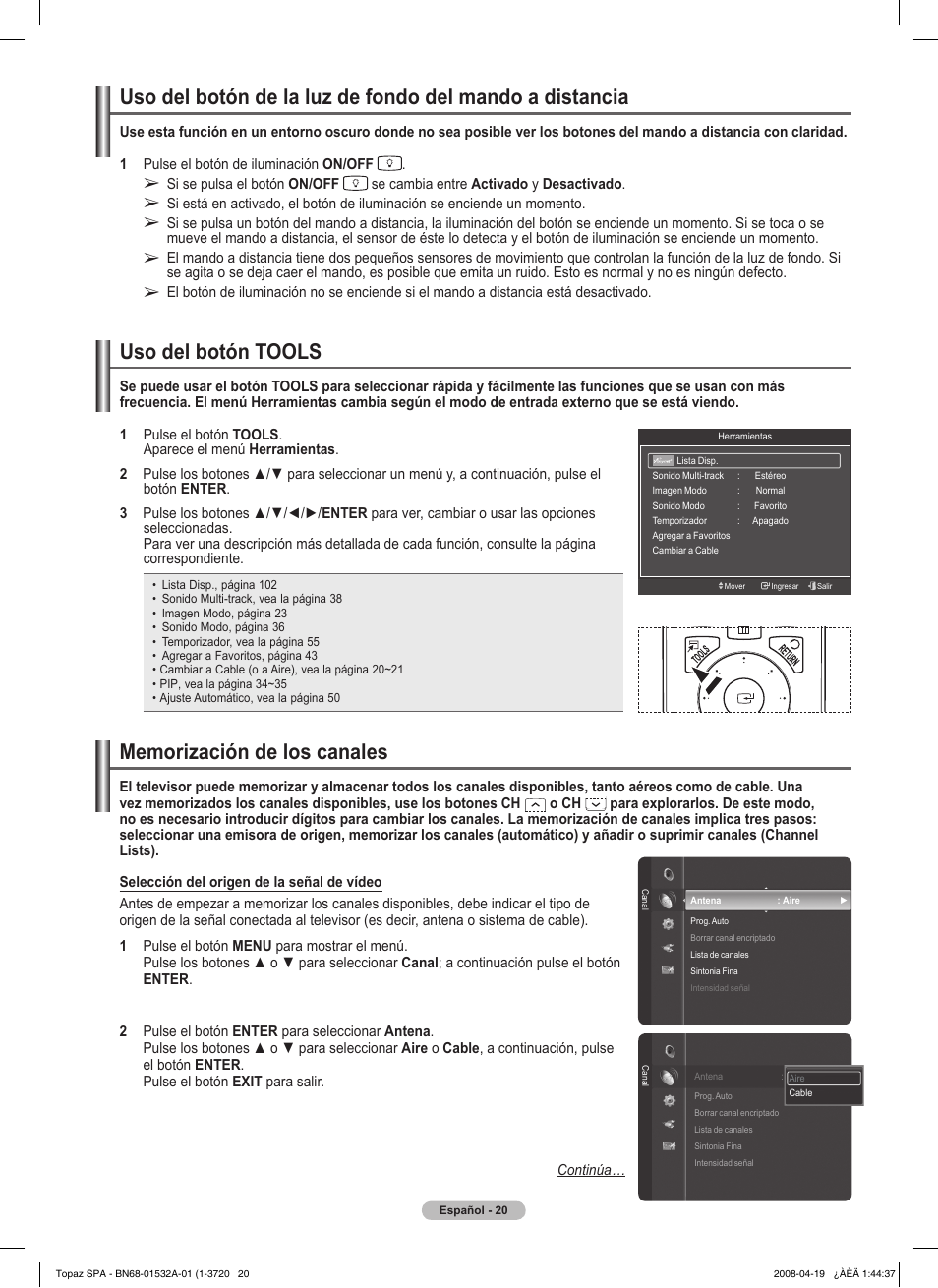 Uso del botón tools | Samsung PN50A650T1FXZA User Manual | Page 139 / 232