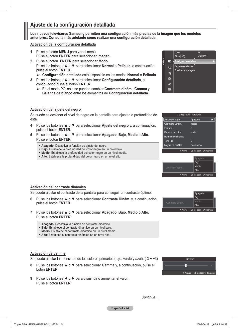 Ajuste de la configuración detallada | Samsung PN50A650T1FXZA User Manual | Page 143 / 232