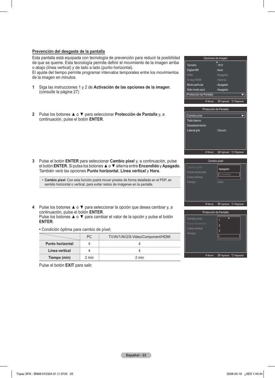 Pulse el botón exit para salir | Samsung PN50A650T1FXZA User Manual | Page 152 / 232