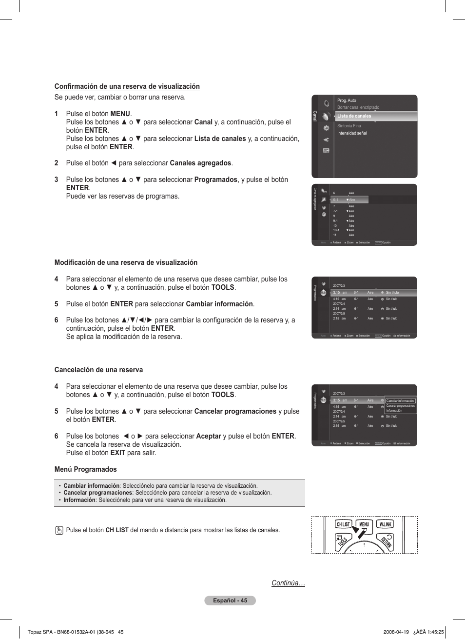Continúa | Samsung PN50A650T1FXZA User Manual | Page 164 / 232