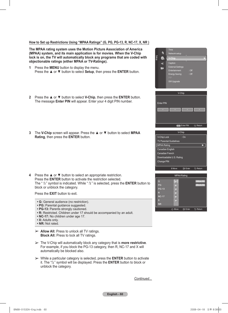 Samsung PN50A650T1FXZA User Manual | Page 60 / 232