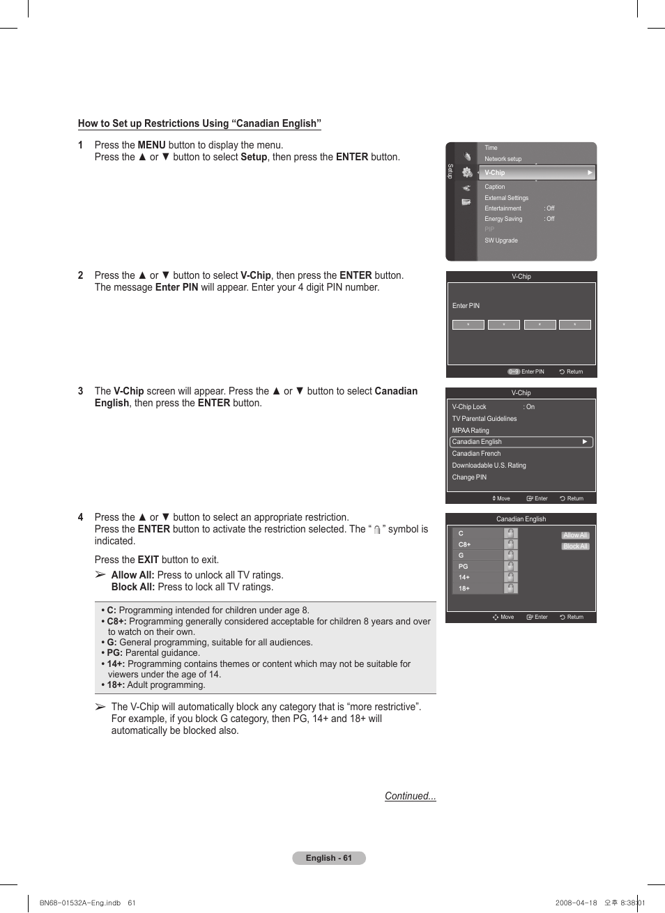 Samsung PN50A650T1FXZA User Manual | Page 61 / 232