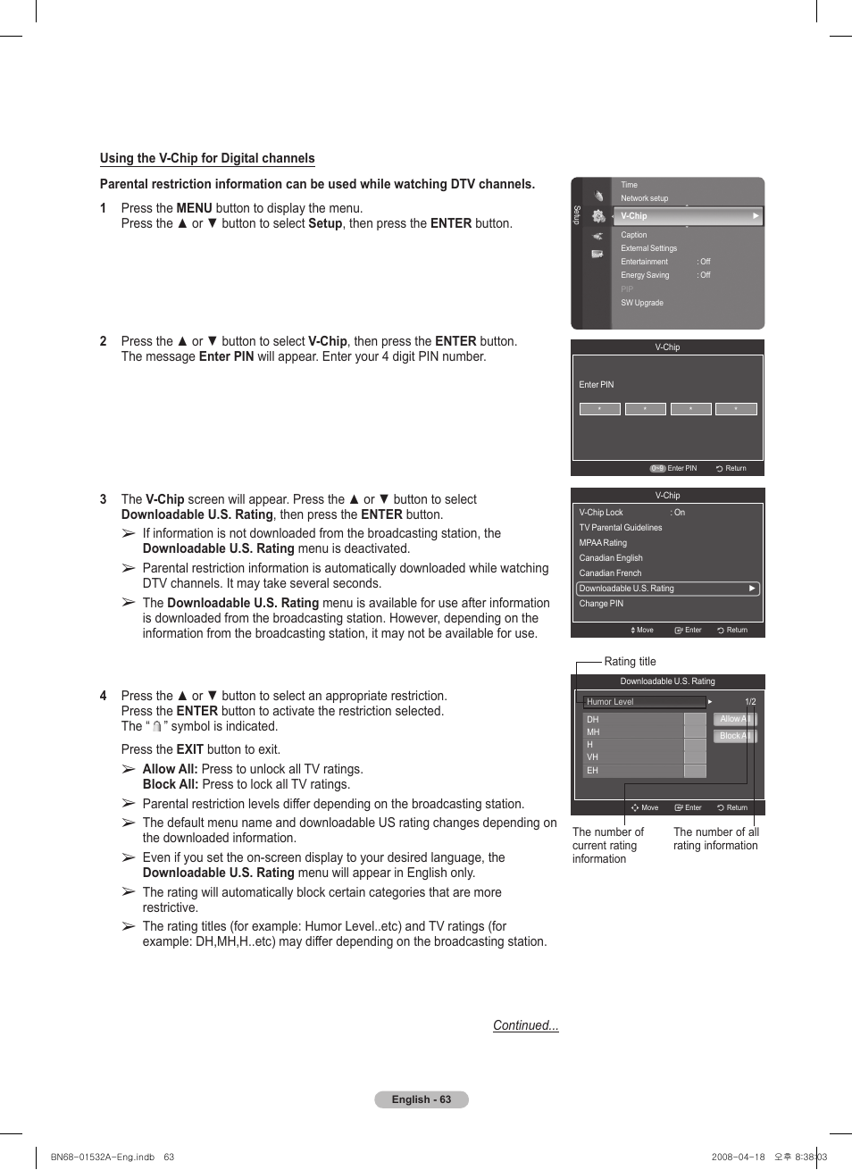 Samsung PN50A650T1FXZA User Manual | Page 63 / 232