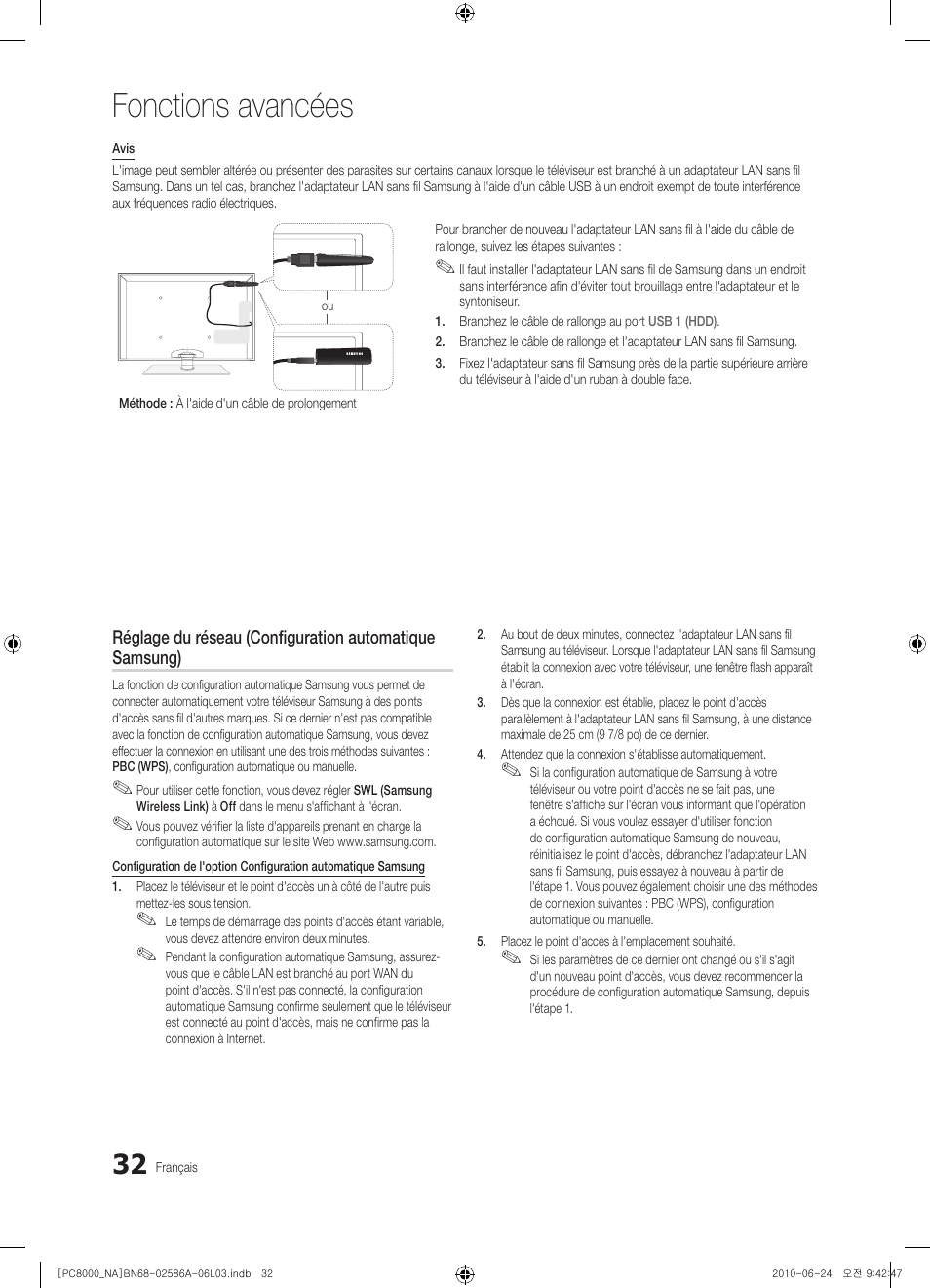 Fonctions avancées | Samsung PN63C8000YFXZA User Manual | Page 164 / 198