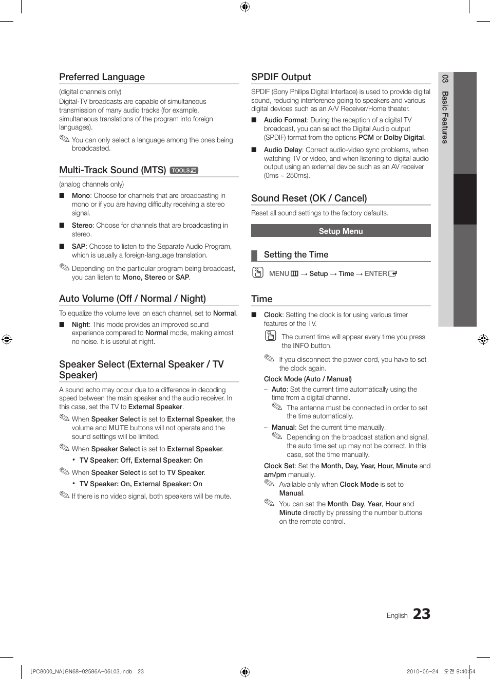 Setup menu | Samsung PN63C8000YFXZA User Manual | Page 23 / 198