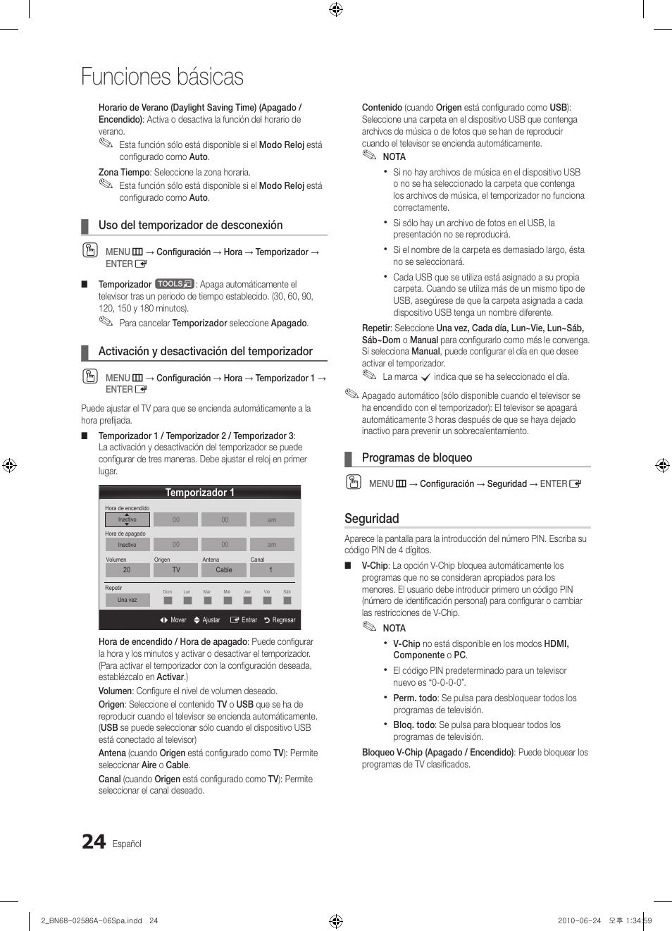 Funciones básicas, Seguridad | Samsung PN63C8000YFXZA User Manual | Page 90 / 198