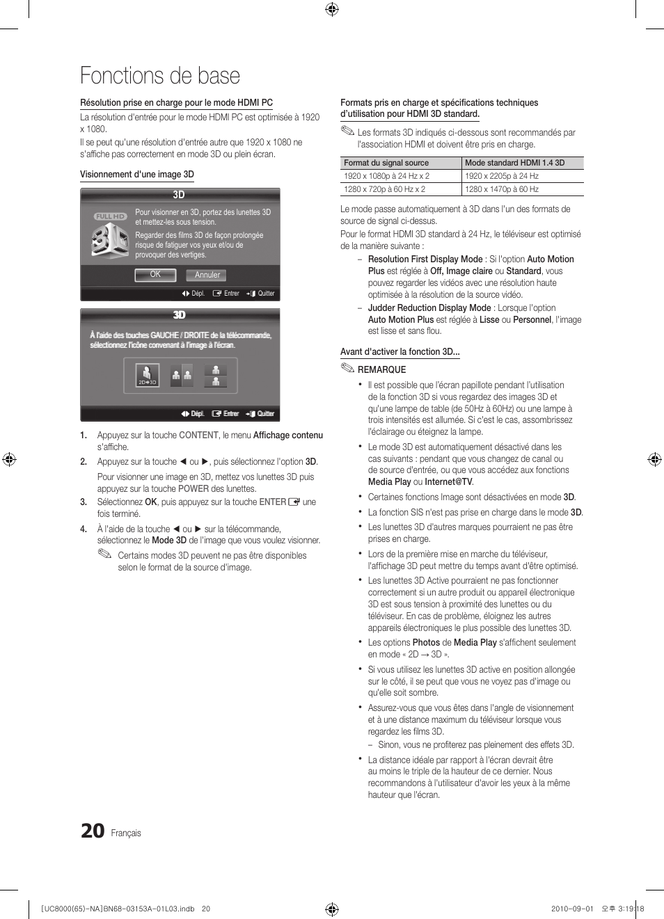 Fonctions de base | Samsung UN65C8000XFXZA User Manual | Page 152 / 199