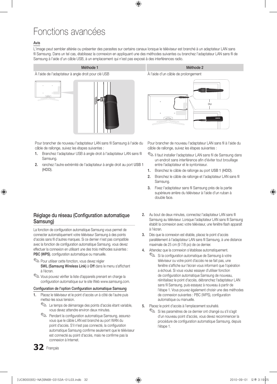 Fonctions avancées | Samsung UN65C8000XFXZA User Manual | Page 164 / 199