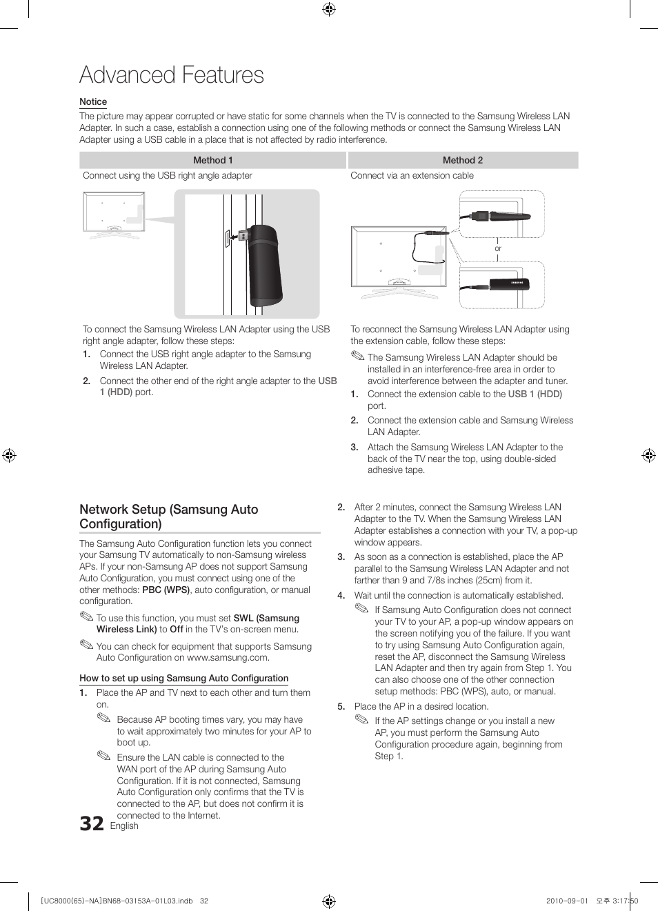 Advanced features | Samsung UN65C8000XFXZA User Manual | Page 32 / 199