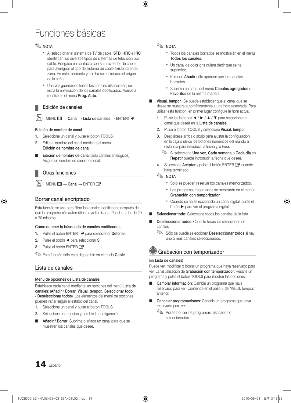 Funciones básicas | Samsung UN65C8000XFXZA User Manual | Page 80 / 199