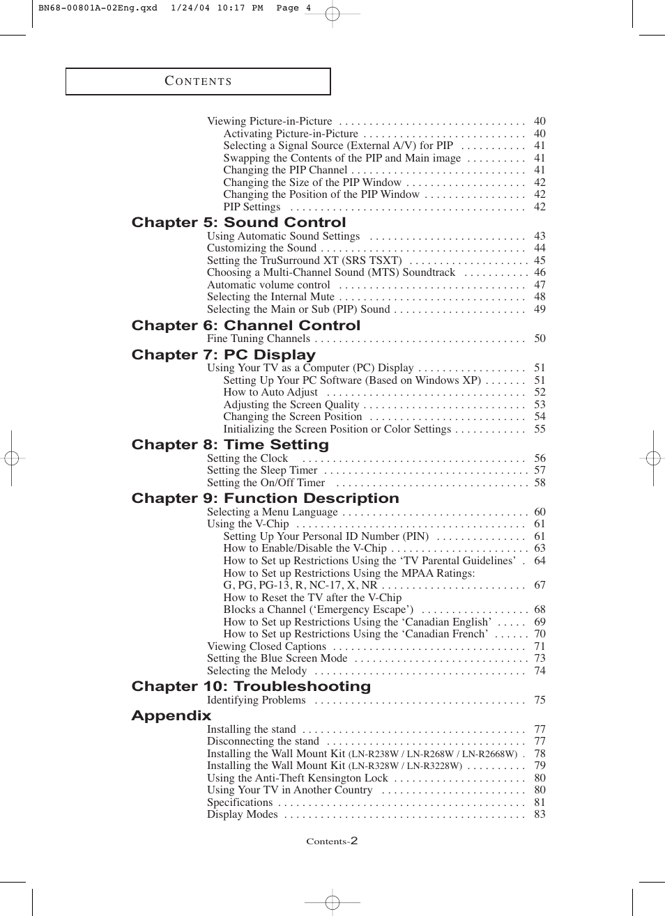 Samsung LNR238WX-XAA User Manual | Page 5 / 88