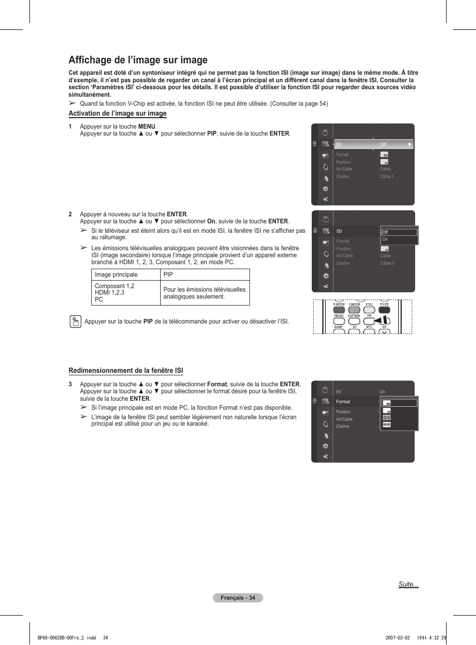 Affichage de l’image sur image | Samsung HLT6189SAX-XAA User Manual | Page 128 / 271