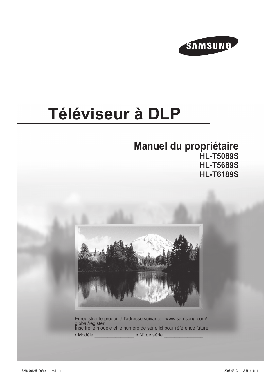 Téléviseur à dlp, Manuel du propriétaire | Samsung HLT6189SAX-XAA User Manual | Page 95 / 271
