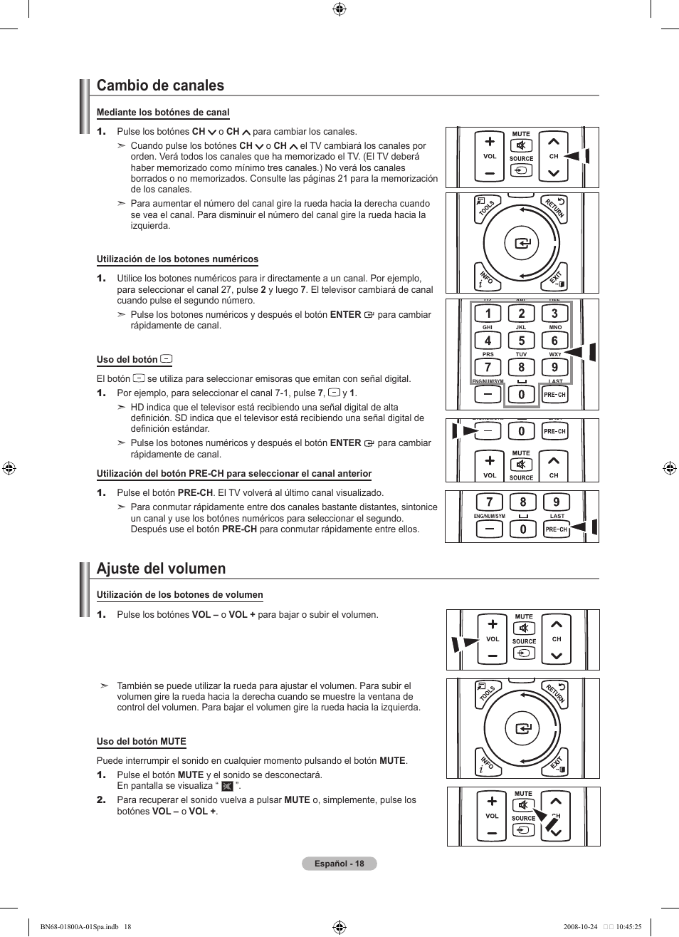 Cambio de canales, Ajuste del volumen | Samsung LN32A620A1FXZA User Manual | Page 156 / 263