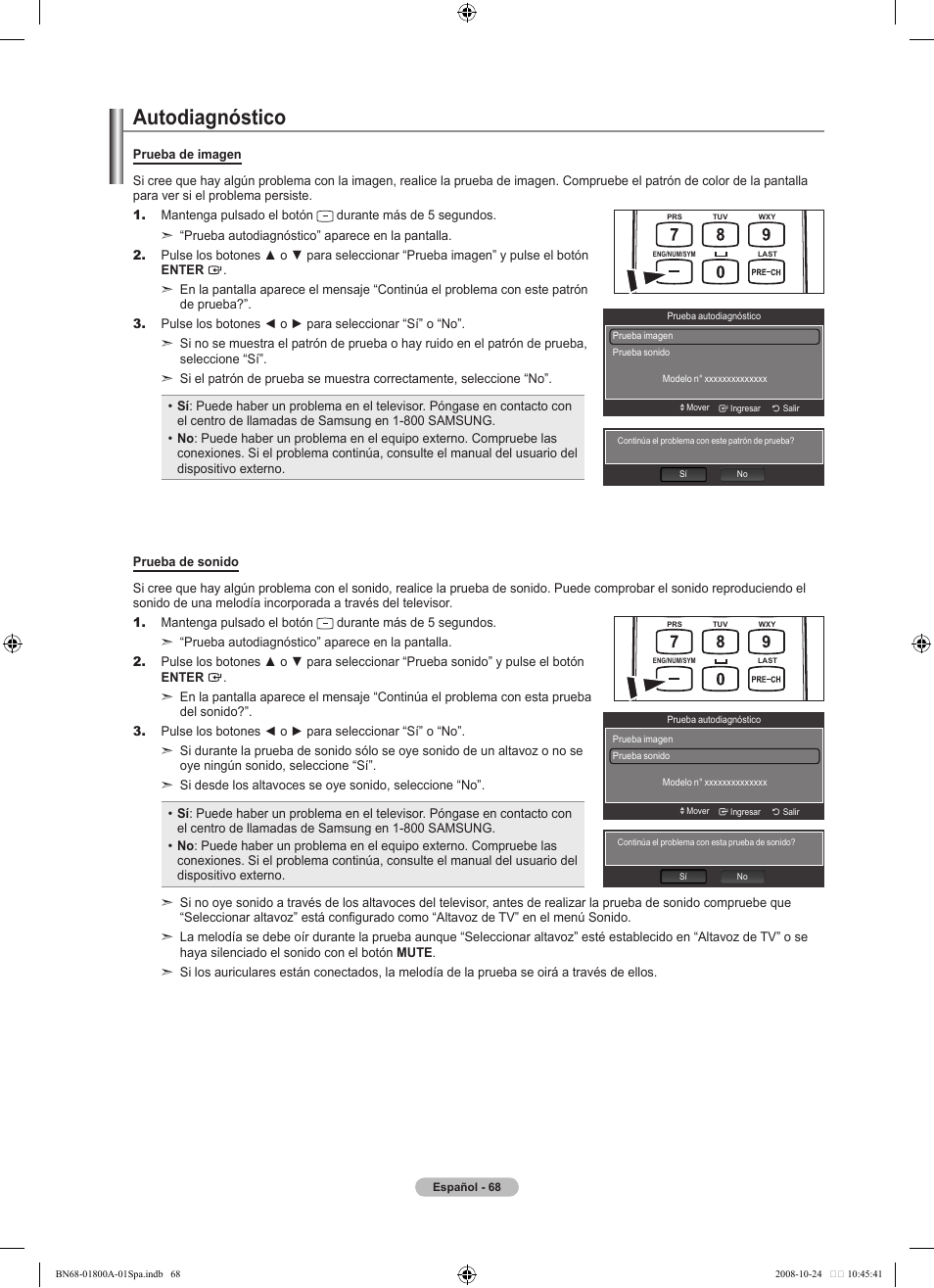 Autodiagnóstico | Samsung LN32A620A1FXZA User Manual | Page 206 / 263