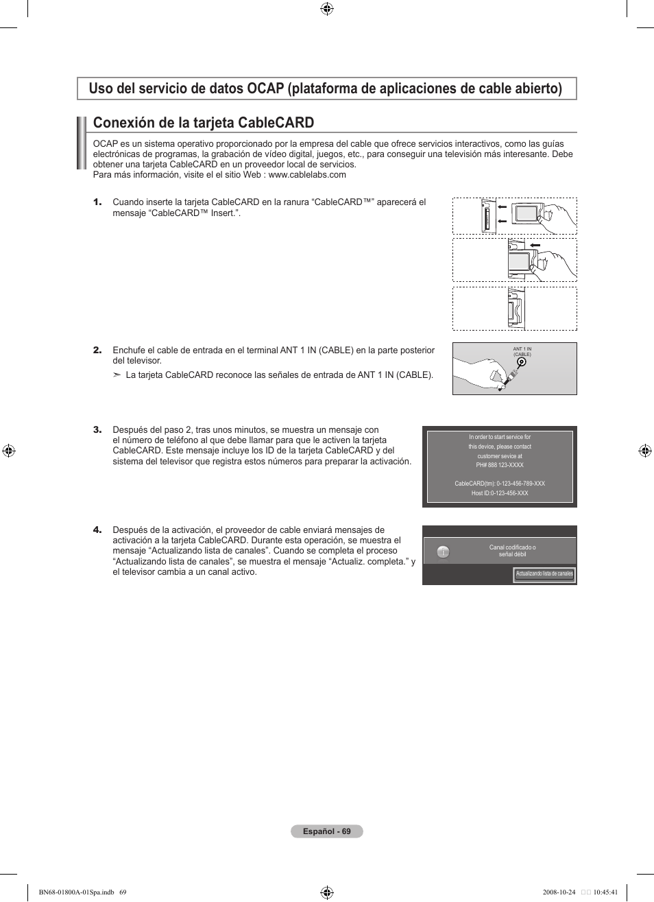 Conexión de la tarjeta cablecard | Samsung LN32A620A1FXZA User Manual | Page 207 / 263