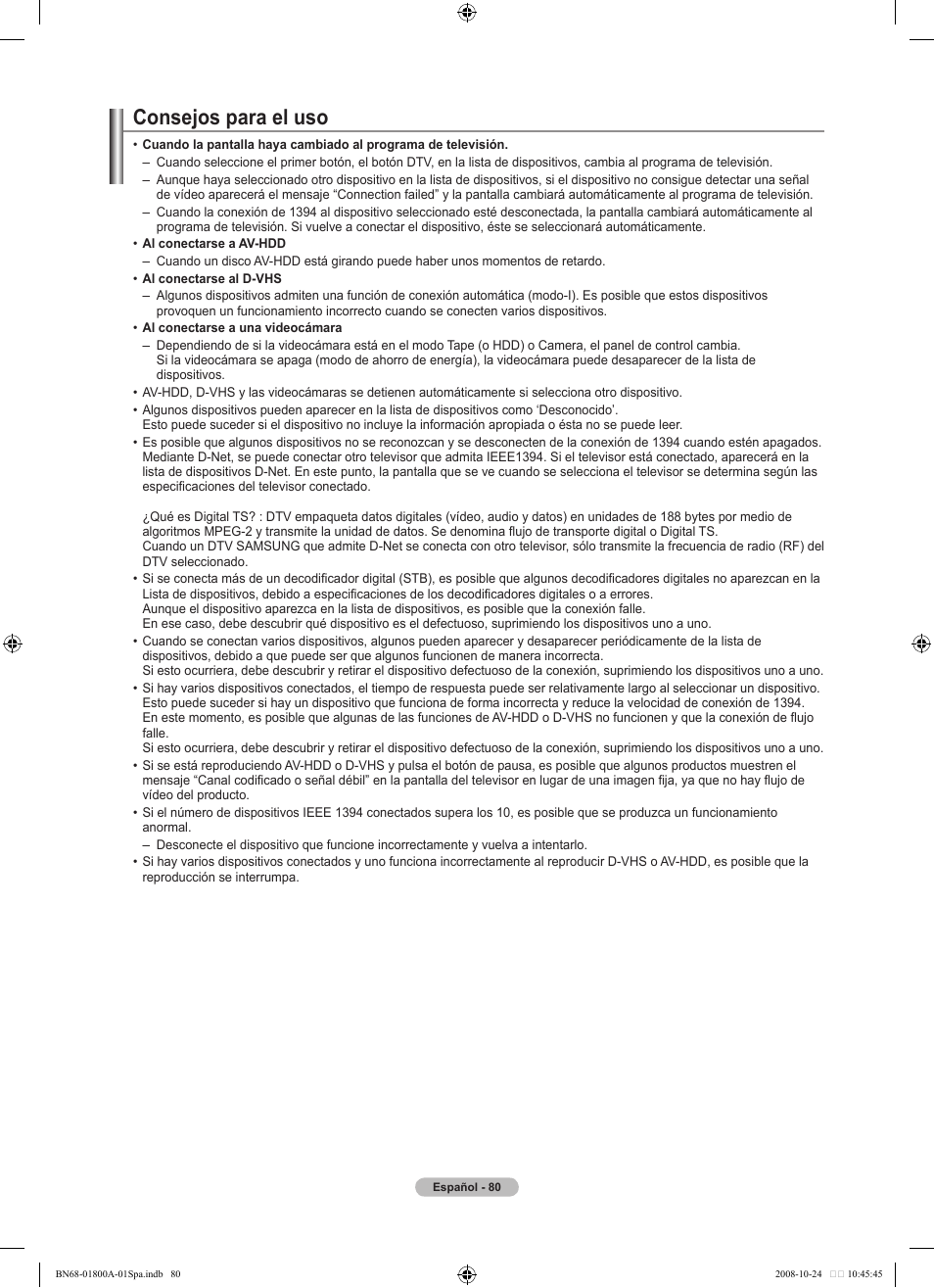 Consejos para el uso | Samsung LN32A620A1FXZA User Manual | Page 218 / 263