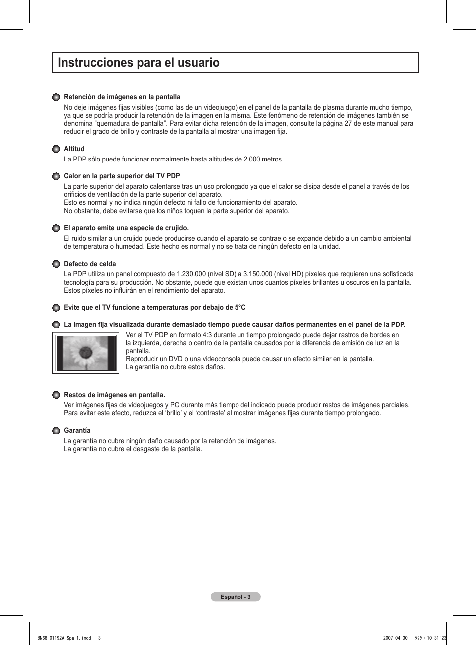 Instrucciones para el usuario | Samsung HPT4234X-XAA User Manual | Page 71 / 136