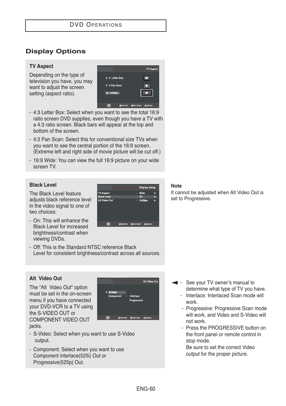 Display options | Samsung DVD-V5500-XAA User Manual | Page 60 / 86
