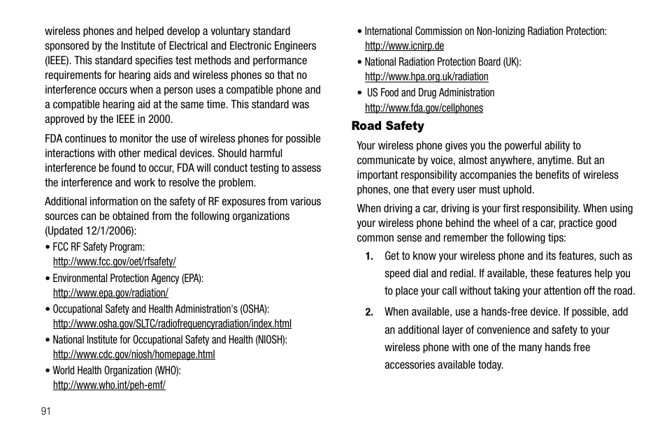 Road safety | Samsung SCH-R210LSAUSC User Manual | Page 94 / 112