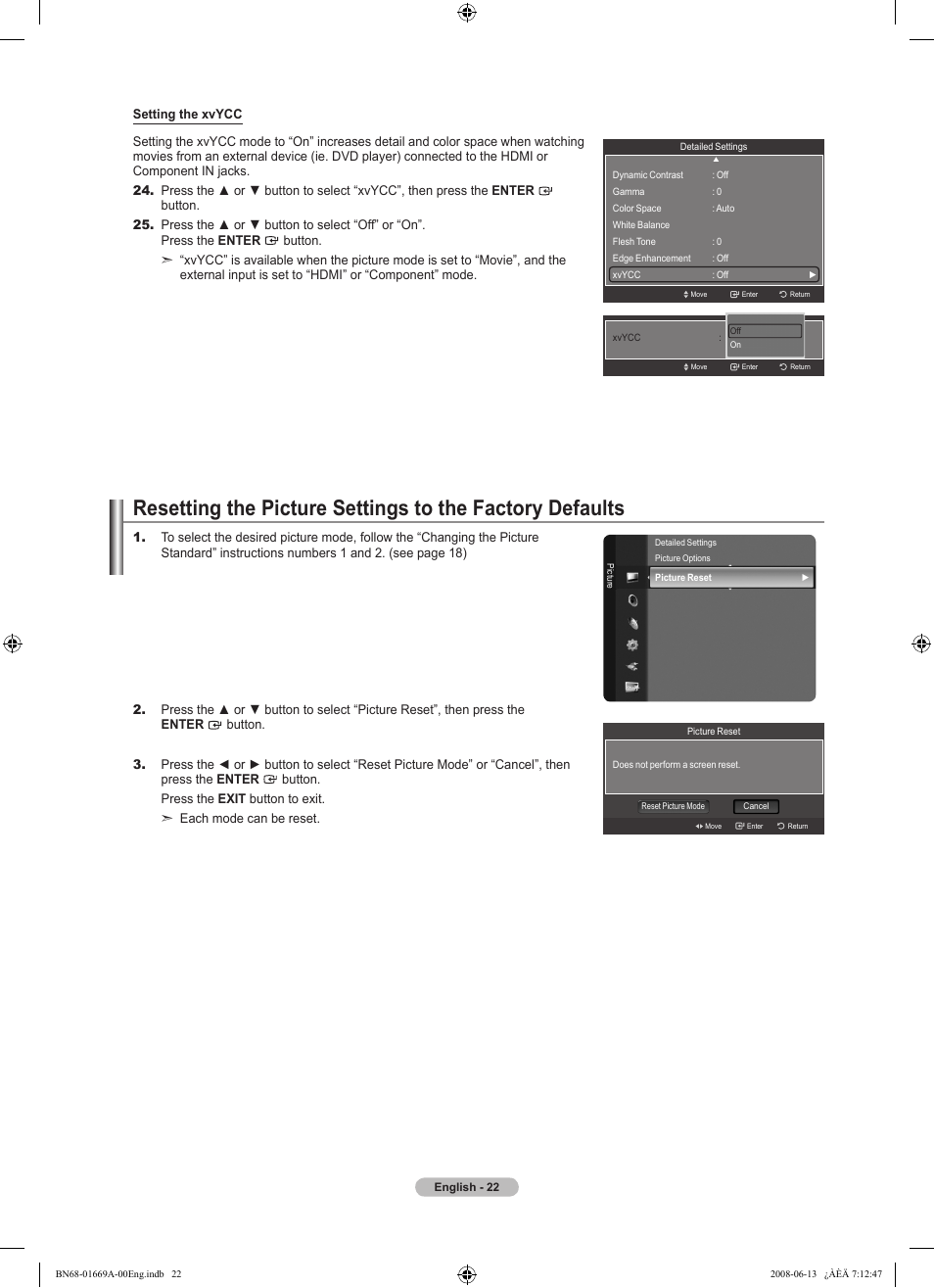 Samsung LN40A630M1FXZA User Manual | Page 24 / 107