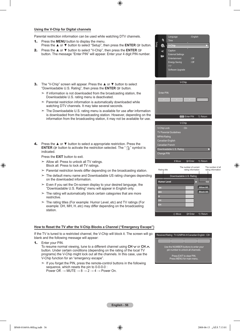 Samsung LN40A630M1FXZA User Manual | Page 58 / 107