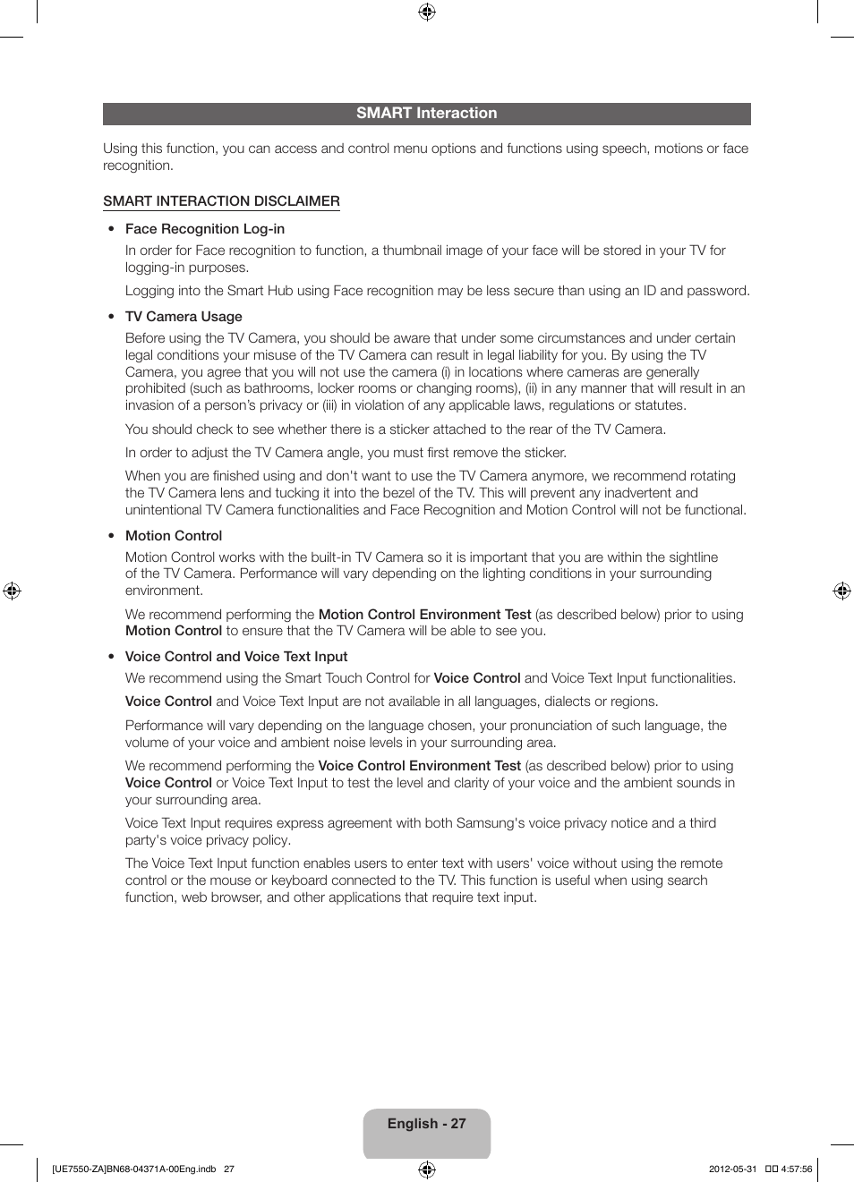Samsung UN60ES7550FXZA User Manual | Page 27 / 64