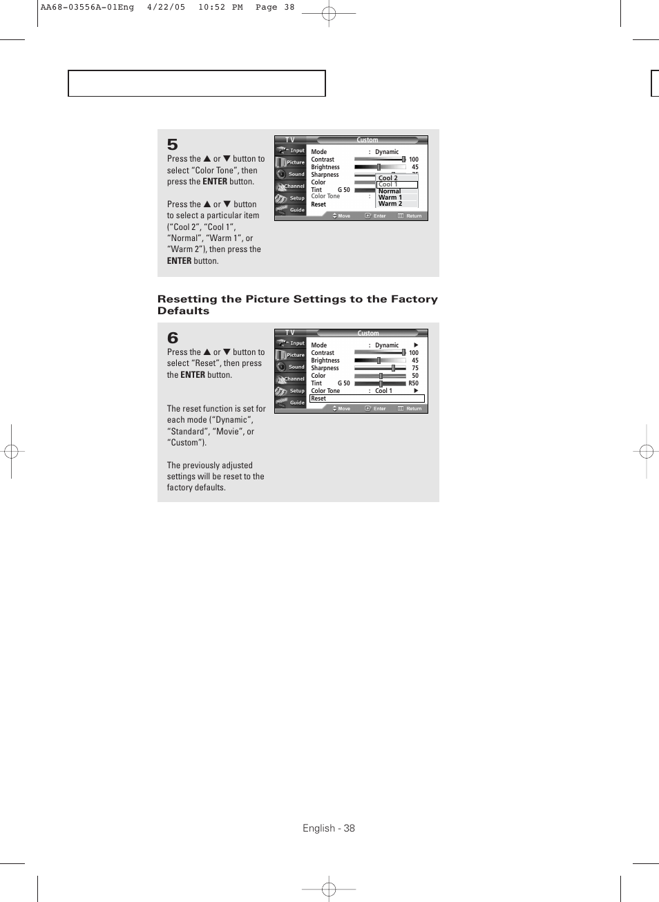 Samsung TXR3079WHKXXAC User Manual | Page 38 / 80