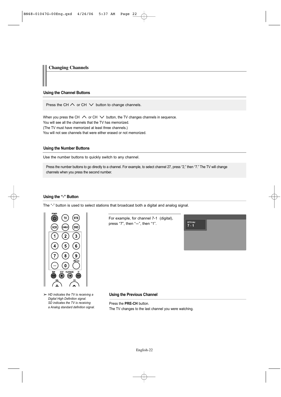 Changing channels | Samsung LNS5797DX-XAA User Manual | Page 24 / 302