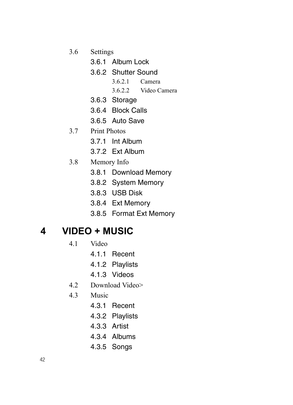 4video + music | Samsung SPH-A503ZKASKE User Manual | Page 42 / 176