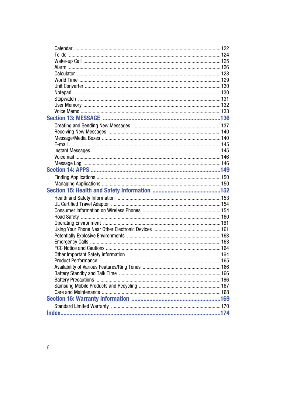 Samsung SPH-A503ZKASKE User Manual | Page 6 / 176