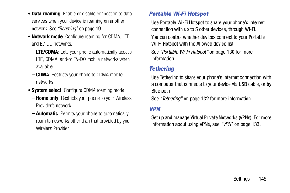 Portable wi-fi hotspot, Tethering | Samsung SCH-R970ZKAUSC User Manual | Page 151 / 230