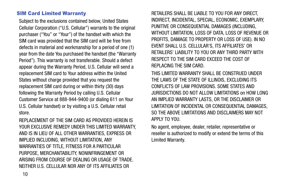 Sim card limited warranty | Samsung SCH-R970ZKAUSC User Manual | Page 16 / 230