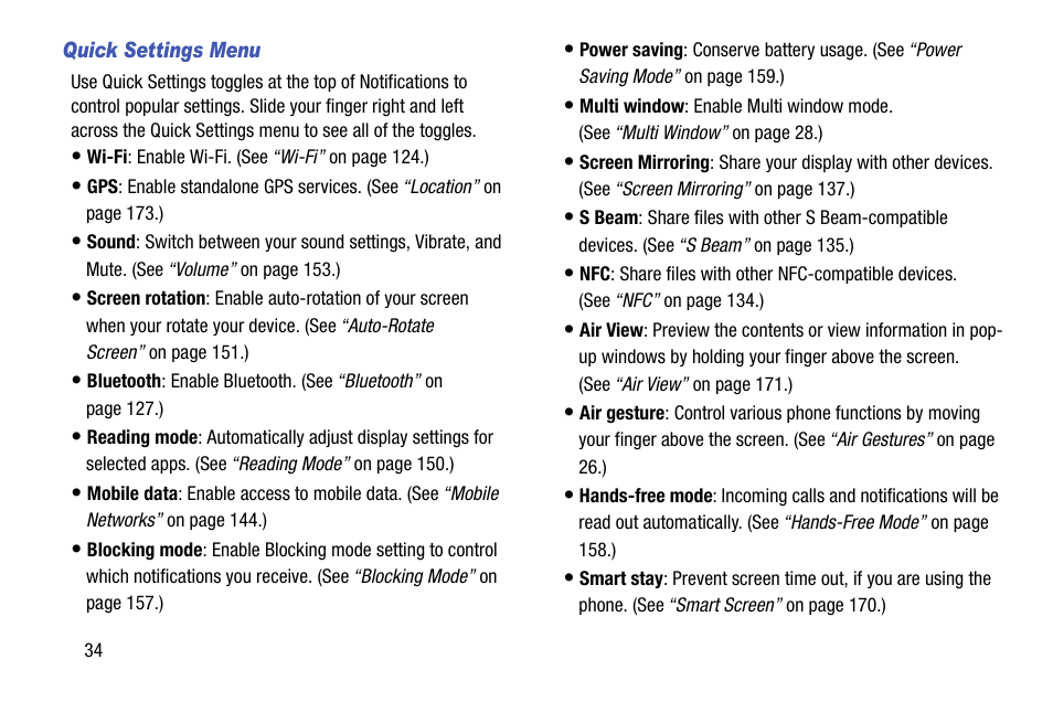 Quick settings menu | Samsung SCH-R970ZKAUSC User Manual | Page 40 / 230
