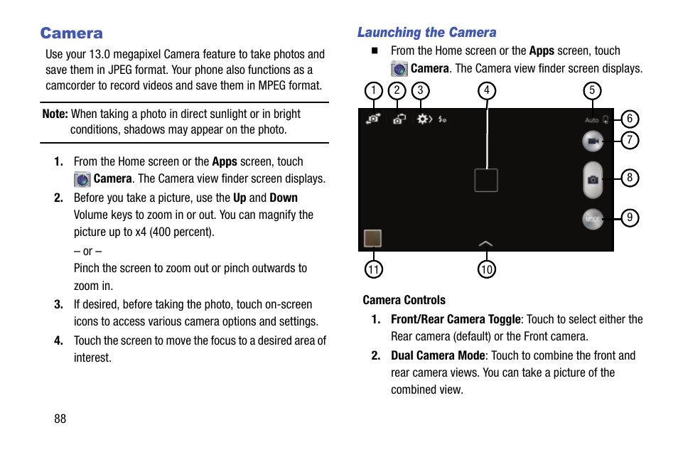 Camera, Launching the camera | Samsung SCH-R970ZKAUSC User Manual | Page 94 / 230