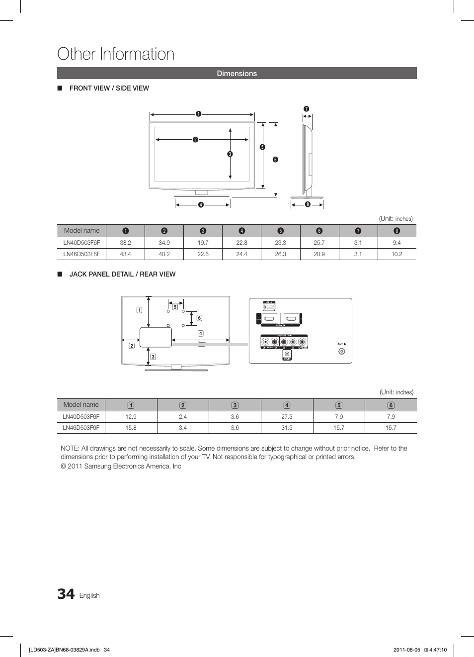 Other information | Samsung LN46D503F6FXZA User Manual | Page 34 / 35