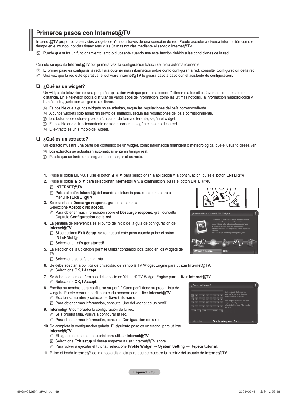 Primeros pasos con internet@tv, Quéesunwidget, Quéesunextracto | Samsung PN58B650S1FXZA User Manual | Page 165 / 184