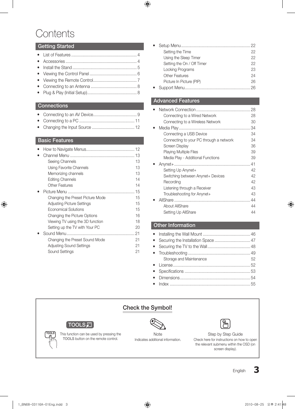 Samsung PN50C680G5FXZA User Manual | Page 3 / 56