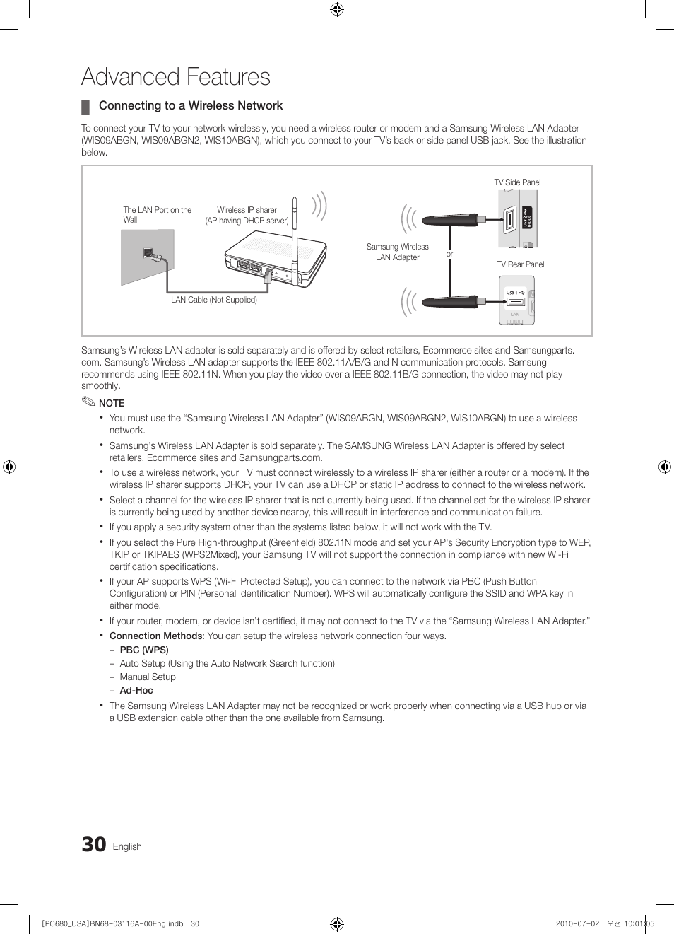 Advanced features | Samsung PN50C680G5FXZA User Manual | Page 30 / 56