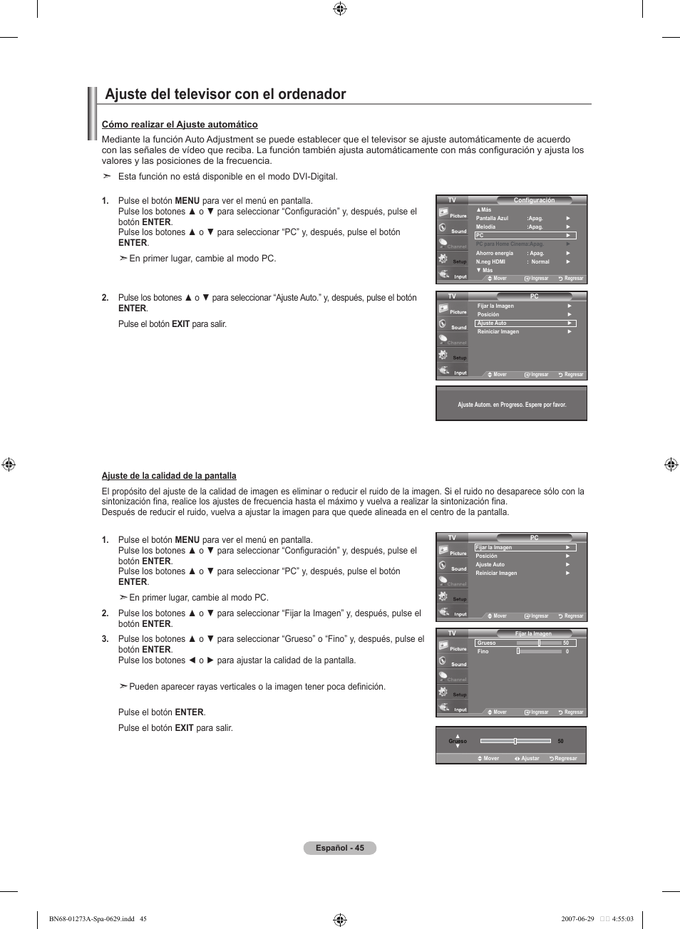 Ajuste del televisor con el ordenador | Samsung LNT466FX-XAA User Manual | Page 136 / 180