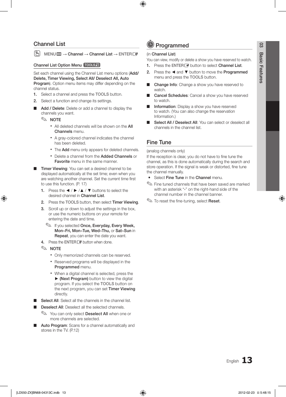 Samsung LN40E550F7FXZA User Manual | Page 13 / 62