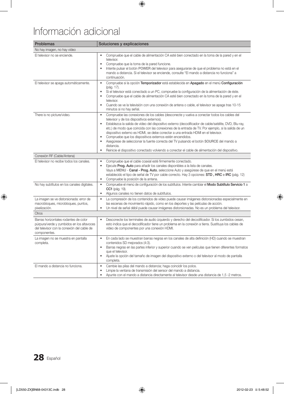Información adicional | Samsung LN40E550F7FXZA User Manual | Page 58 / 62