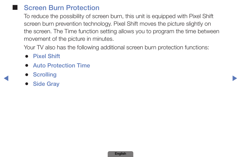 Screen burn protection | Samsung PN51E490B4FXZA User Manual | Page 112 / 195