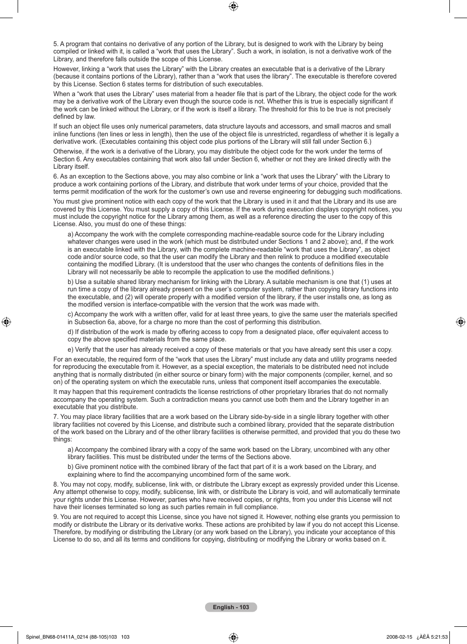 Samsung PN50A550S1FXZA User Manual | Page 103 / 205