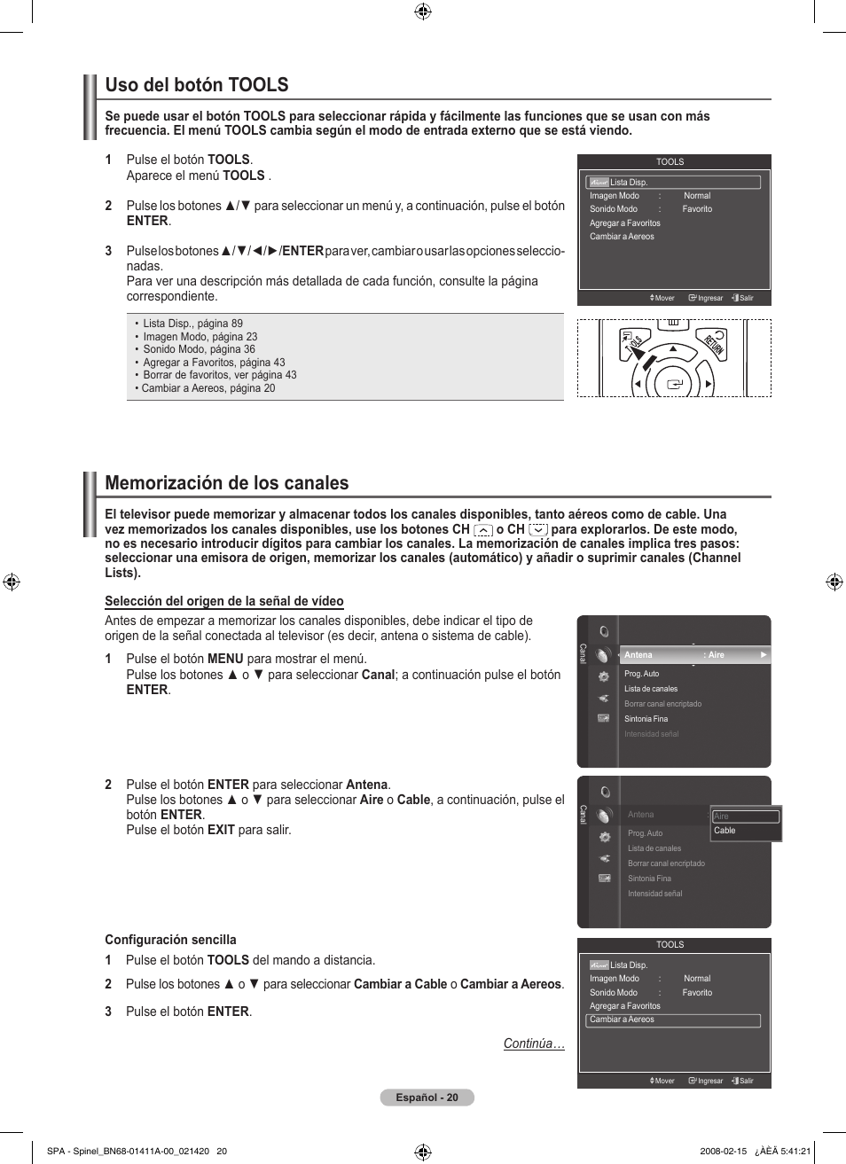 Uso del botón tools | Samsung PN50A550S1FXZA User Manual | Page 126 / 205