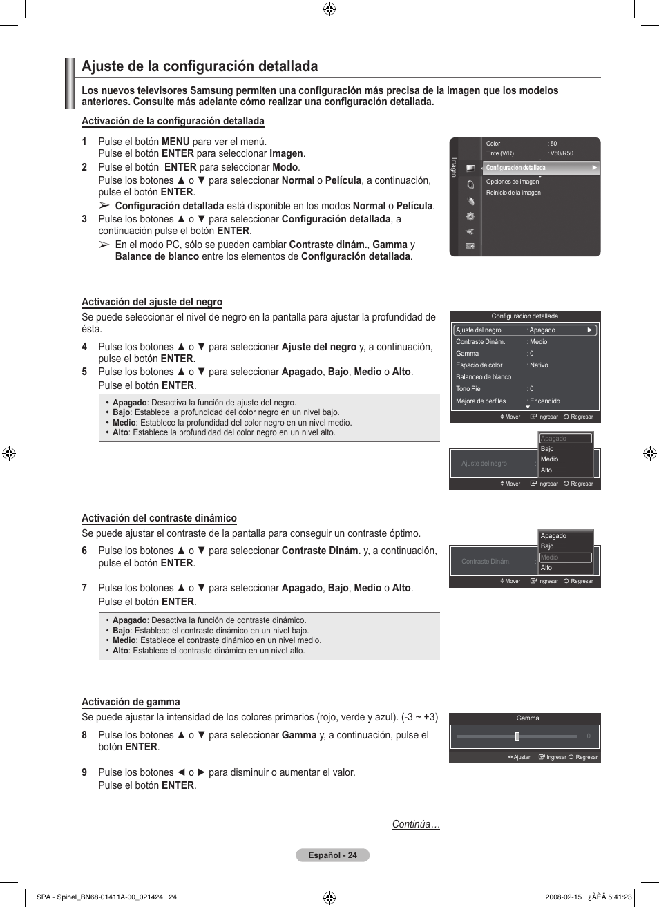 Ajuste de la configuración detallada | Samsung PN50A550S1FXZA User Manual | Page 130 / 205