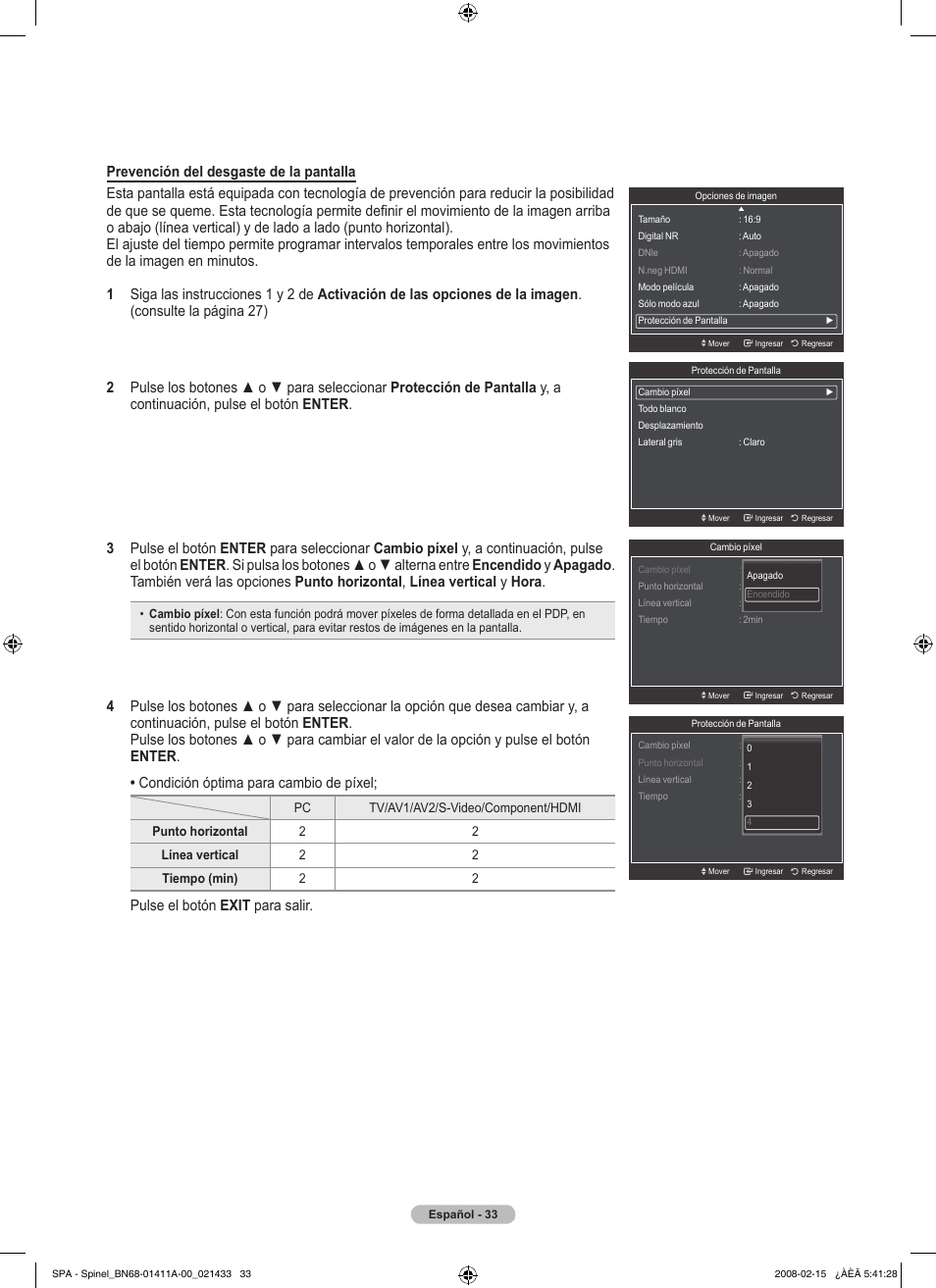 Pulse el botón exit para salir | Samsung PN50A550S1FXZA User Manual | Page 139 / 205